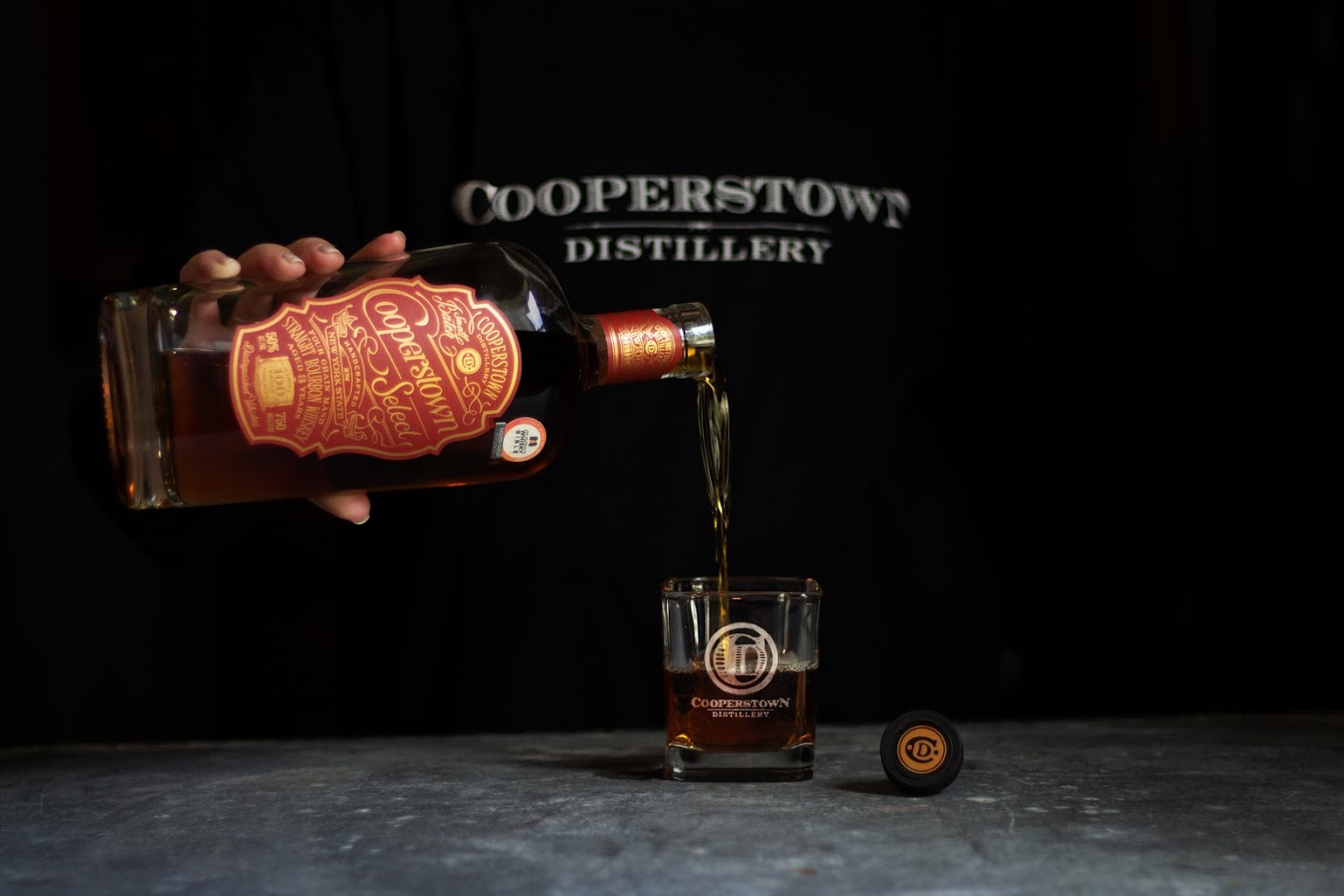 pour shot, select bourbon